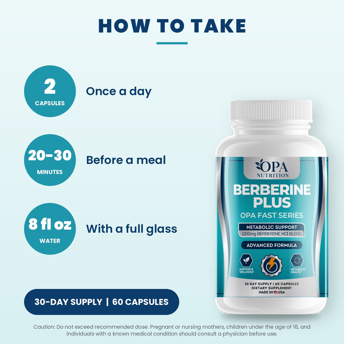 OPA Nutrition Berberine Plus suggested use directions for capsules