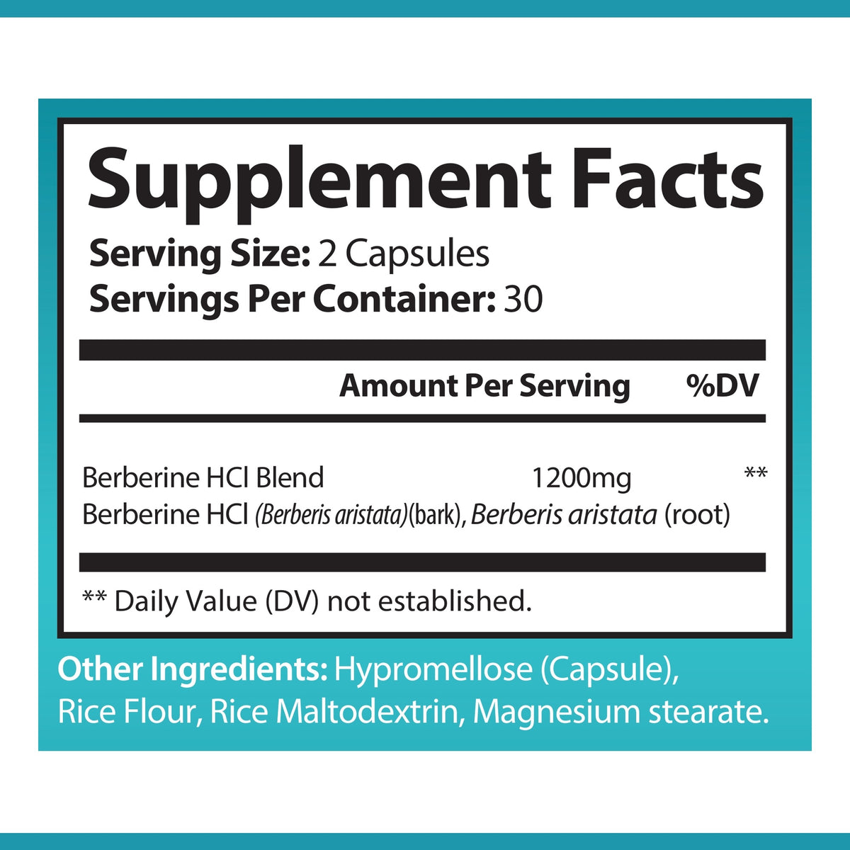 OPA Nutrition Berberine Plus Supplement Facts panel showing serving size and amounts per serving