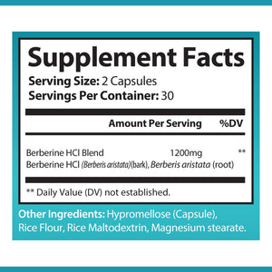 OPA Nutrition Berberine Plus Supplement Facts panel showing serving size and amounts per serving
