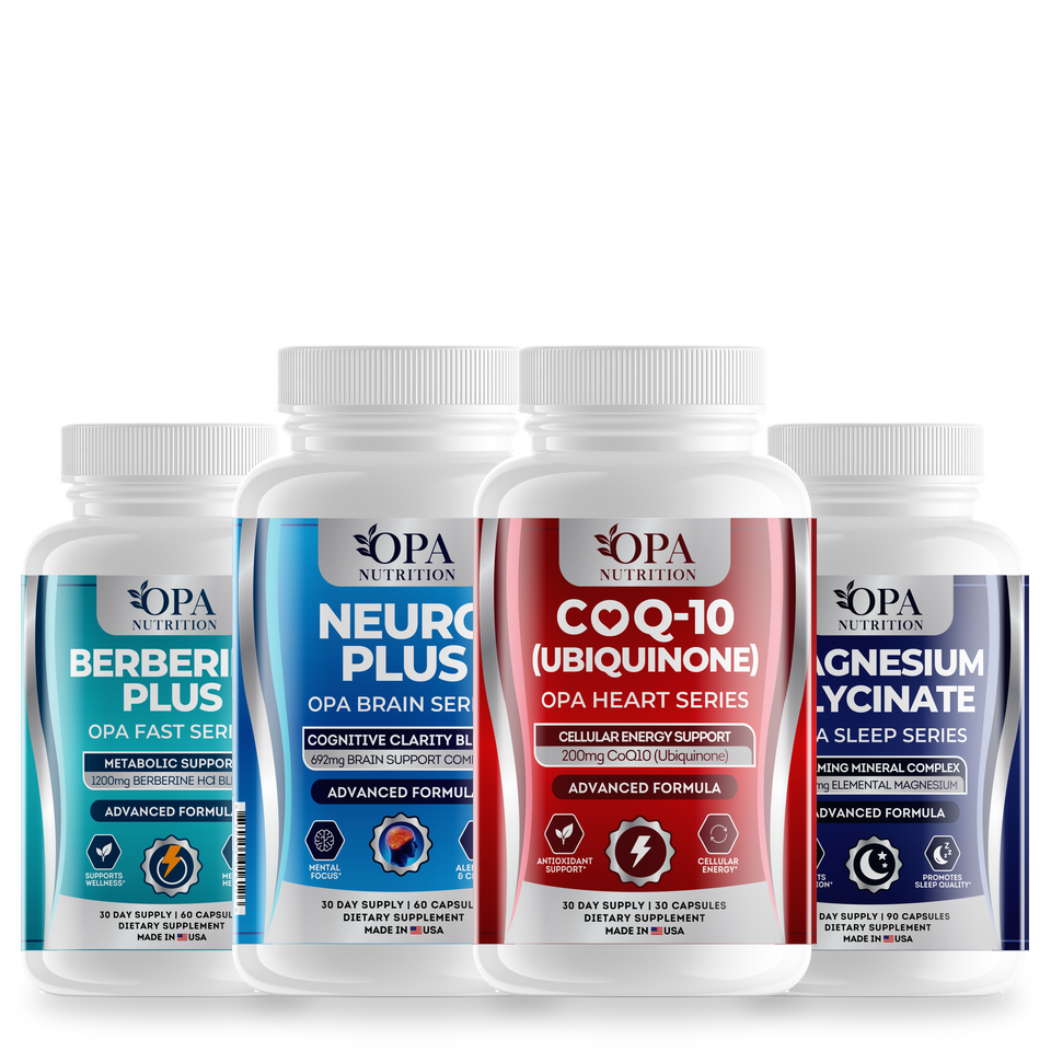 OPA Nutrition capsule supplements: Berberine Plus, Neuro Plus, CoQ-10 and Magnesium Glycinate