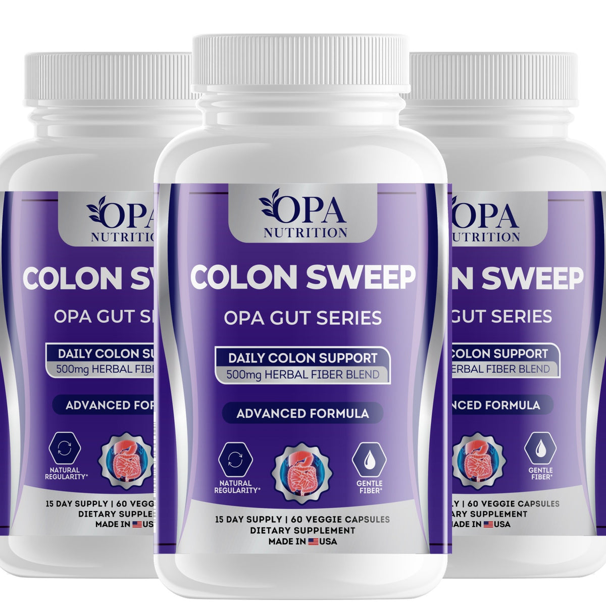 OPA Nutrition Colon Sweep veggie capsules, 3-pack of bottles