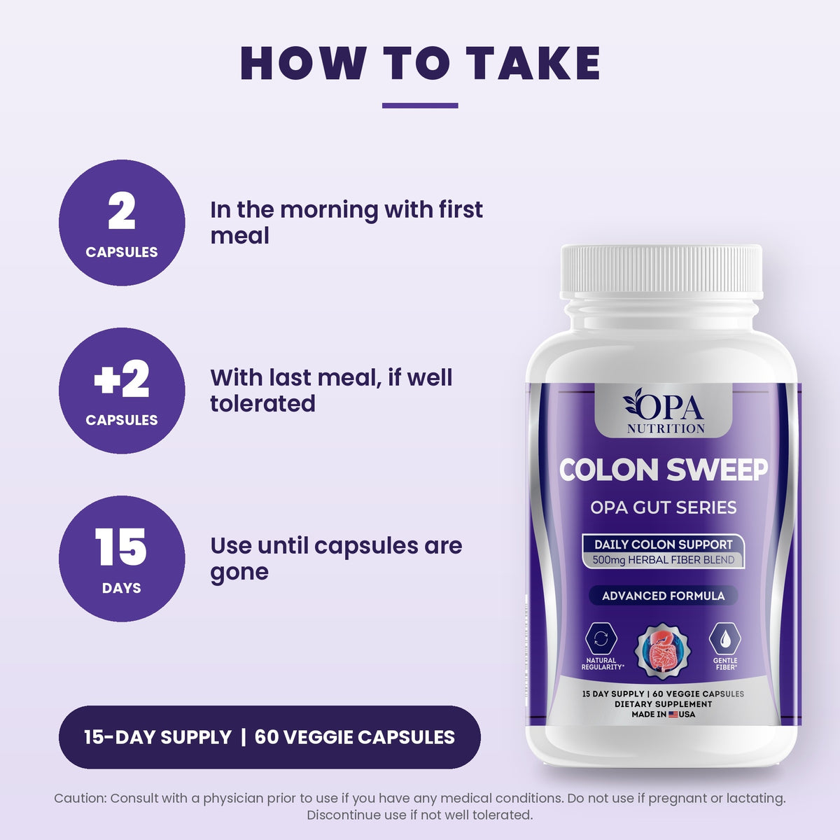 OPA Nutrition Colon Sweep suggested use directions for veggie capsules