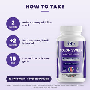 OPA Nutrition Colon Sweep suggested use directions for veggie capsules