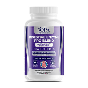 OPA Nutrition Digestive Enzyme Pro Blend capsules bottle, front label with digestive enzyme blend