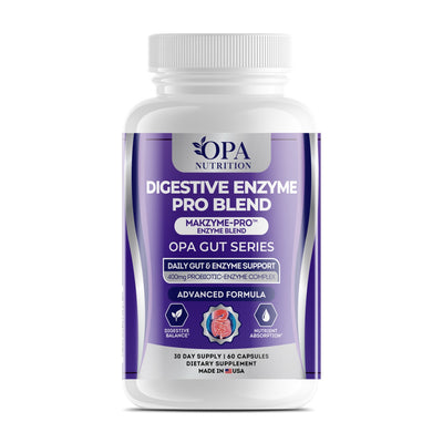 OPA Nutrition Digestive Enzyme Pro Blend capsules bottle, front label with digestive enzyme blend