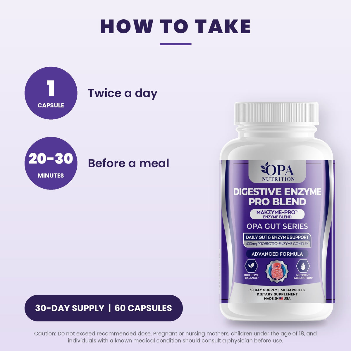 OPA Nutrition Digestive Enzyme Pro Blend suggested use directions for capsules