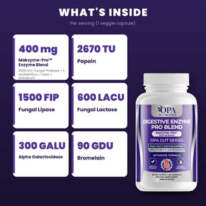 OPA Nutrition Digestive Enzyme Pro Blend key ingredients: digestive enzyme blend