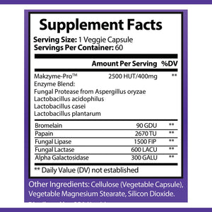 OPA Nutrition Digestive Enzyme Pro Blend Supplement Facts panel showing serving size and amounts per serving