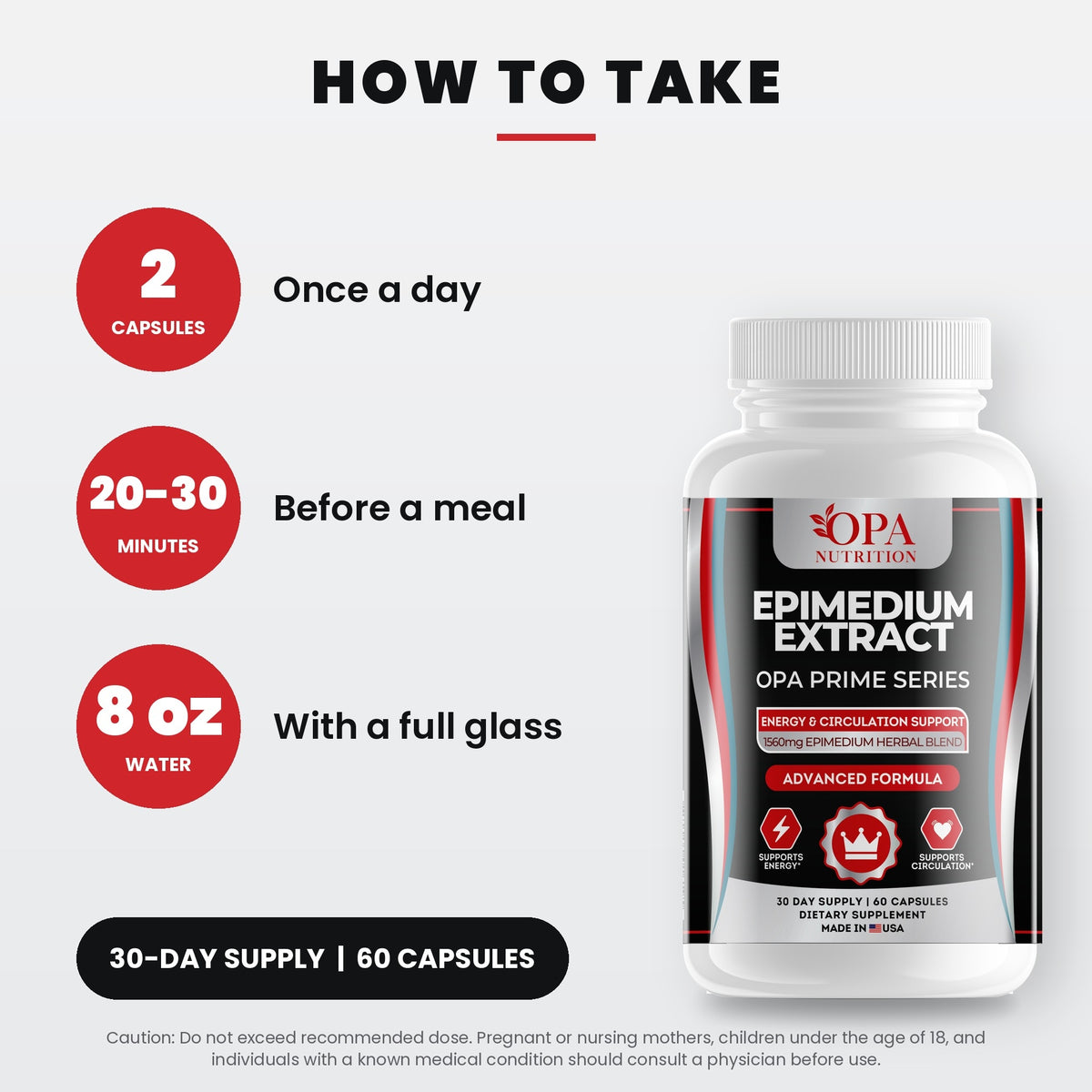 OPA Nutrition Epimedium Extract suggested use directions for capsules