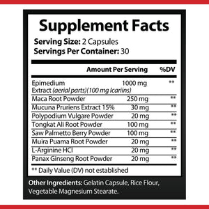 OPA Nutrition Epimedium Extract Supplement Facts panel showing serving size and amounts per serving