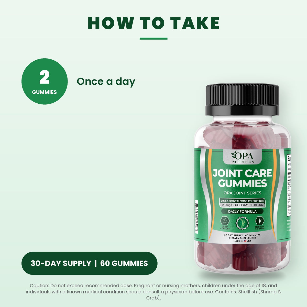 OPA Nutrition Joint Care Gummies suggested use directions for gummies