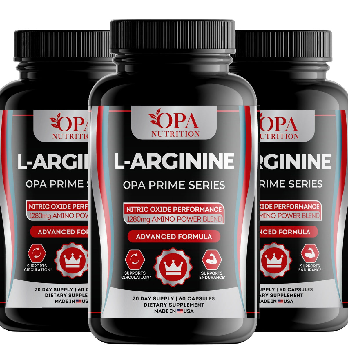 OPA Nutrition L-Arginine capsules, 3-pack of bottles