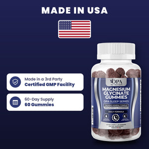 OPA Nutrition Magnesium Glycinate Gummies quality standards: made in a GMP facility, 60-day supply