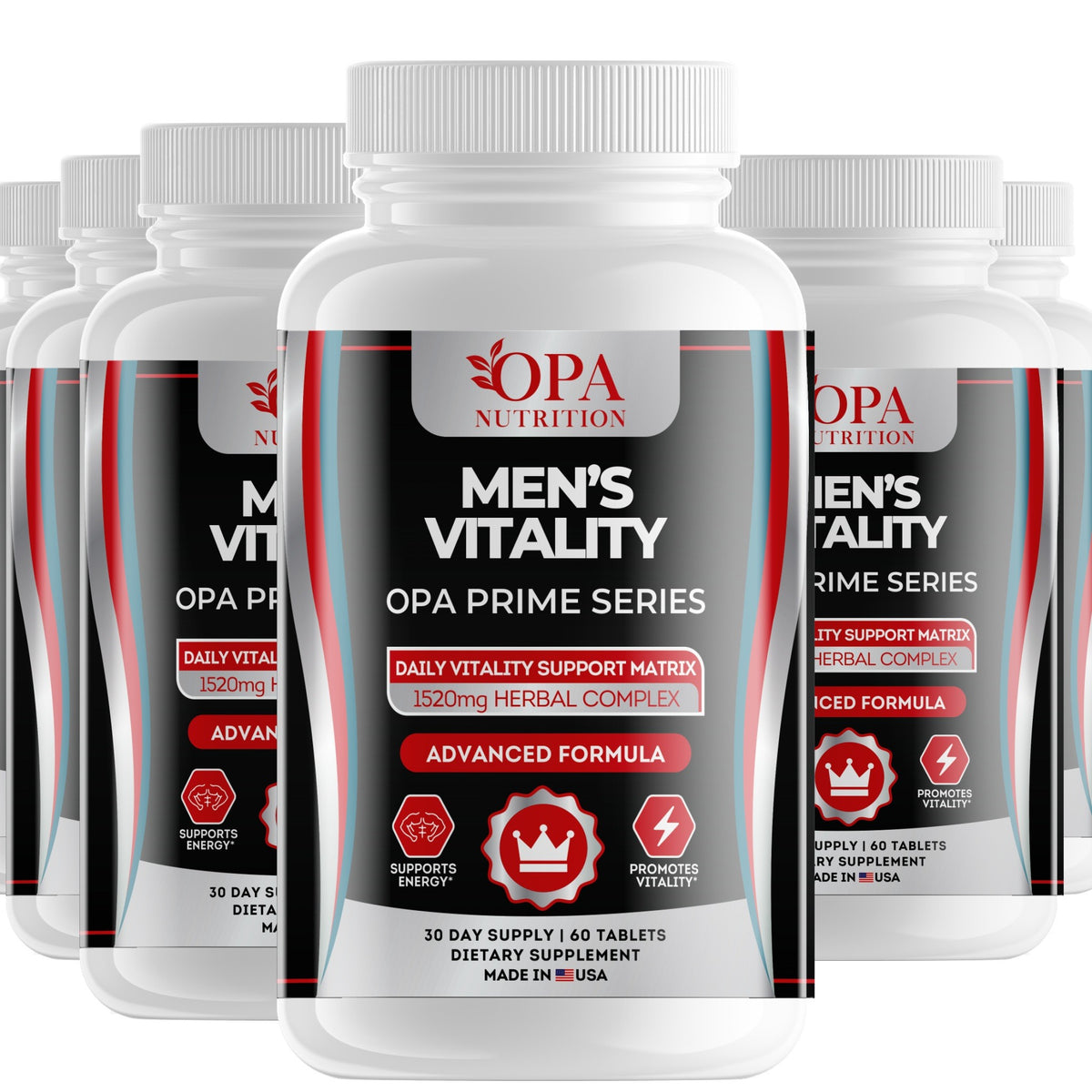 OPA Nutrition Men's Vitality tablets, 6-pack of bottles
