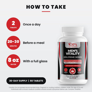 OPA Nutrition Men's Vitality suggested use directions for tablets