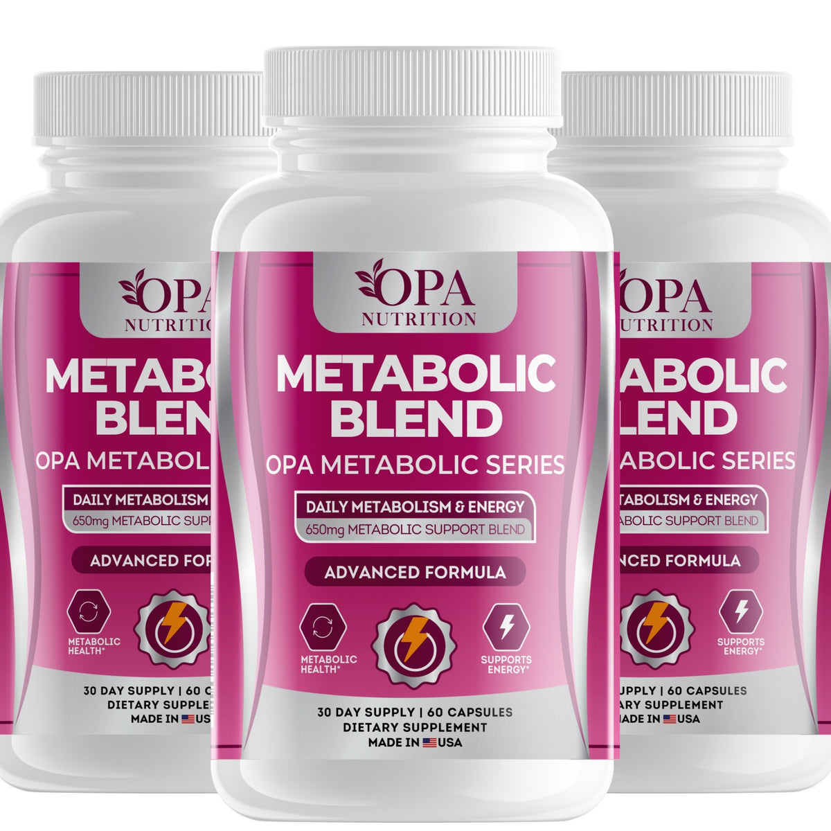 OPA Nutrition Metabolic Blend capsules, 3-pack of bottles