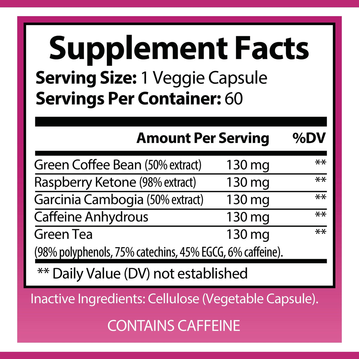 OPA Nutrition Metabolic Blend Supplement Facts panel showing serving size and amounts per serving