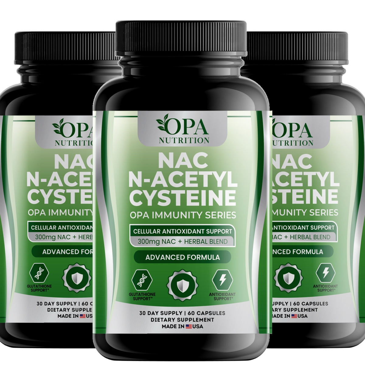 OPA Nutrition NAC N-Acetyl Cysteine capsules, 3-pack of bottles