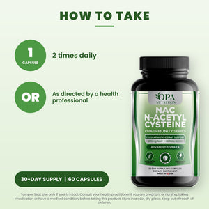 OPA Nutrition NAC N-Acetyl Cysteine suggested use directions for capsules