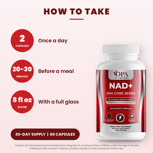 OPA Nutrition NAD+ capsules suggested use directions for capsules