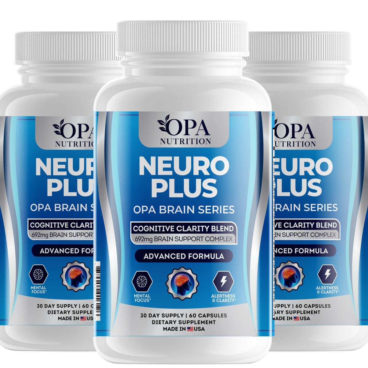 OPA Nutrition Neuro Plus capsules, 3-pack of bottles