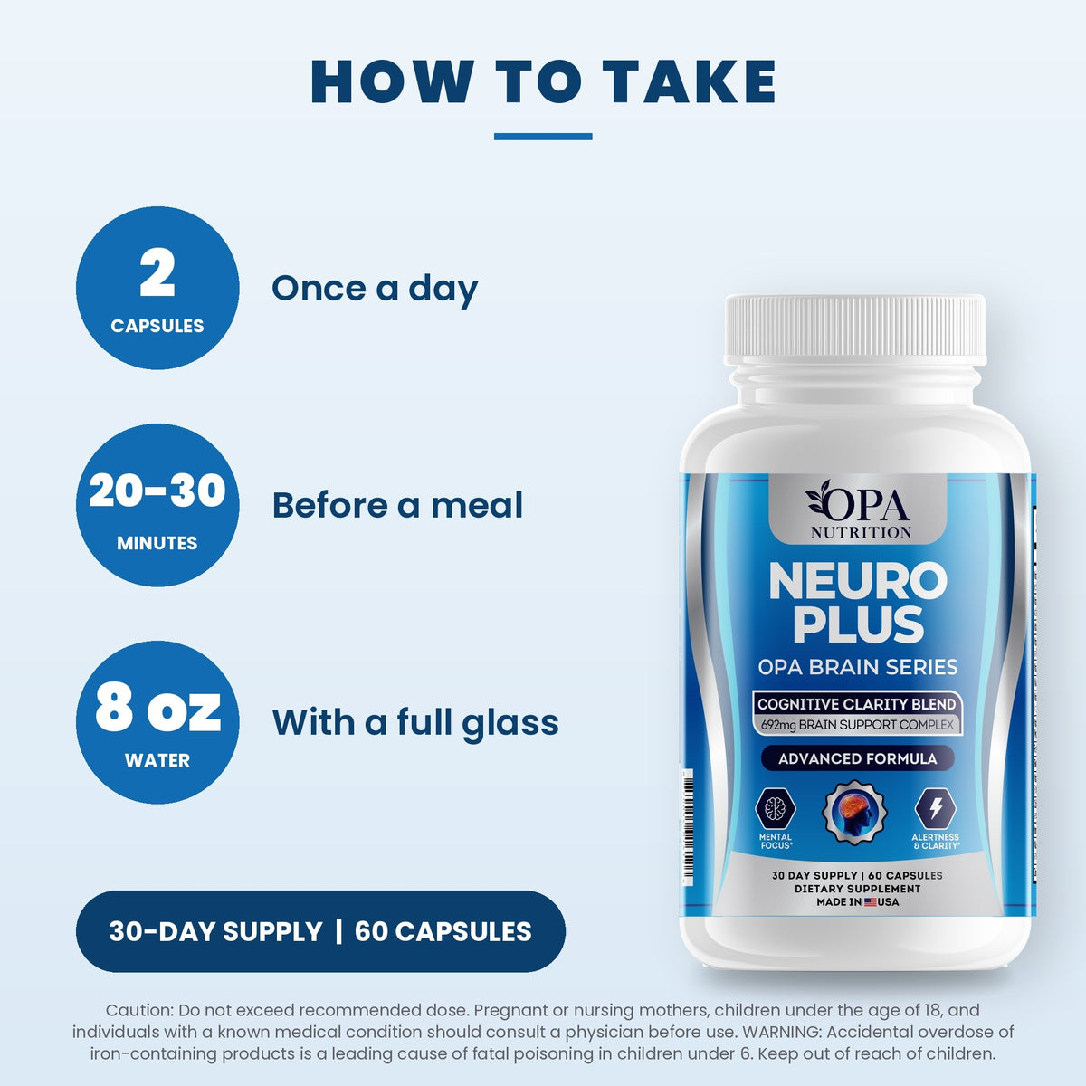 OPA Nutrition Neuro Plus suggested use directions for capsules