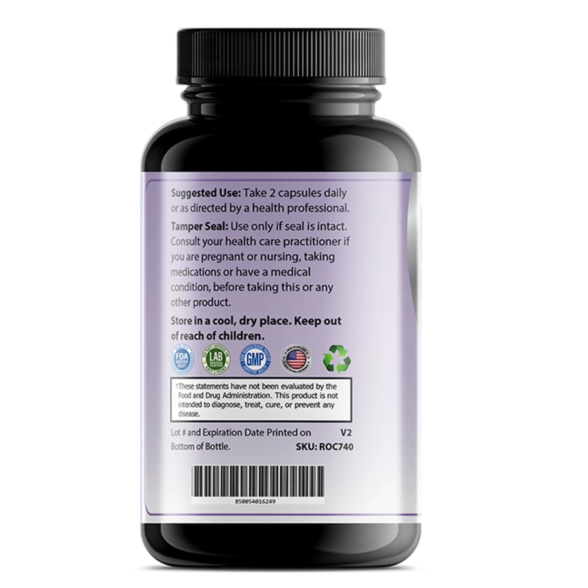 Back label of OPA Nutrition Advanced Thyroid Harmony Series supplement bottle showing suggested use information