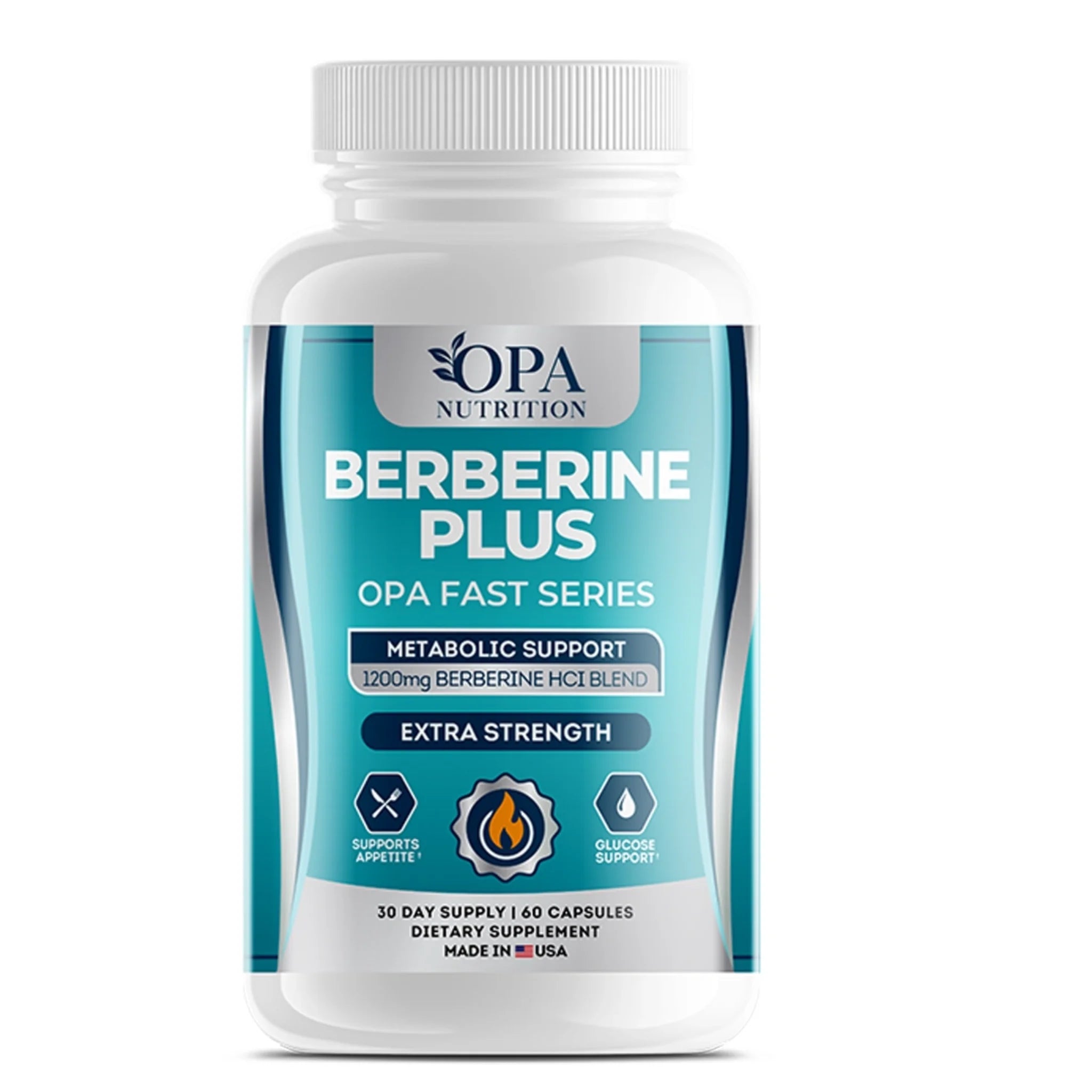 OPA Nutrition Berberine Plus Fast Series supplement bottle with metabolic support and berberine HCl blend