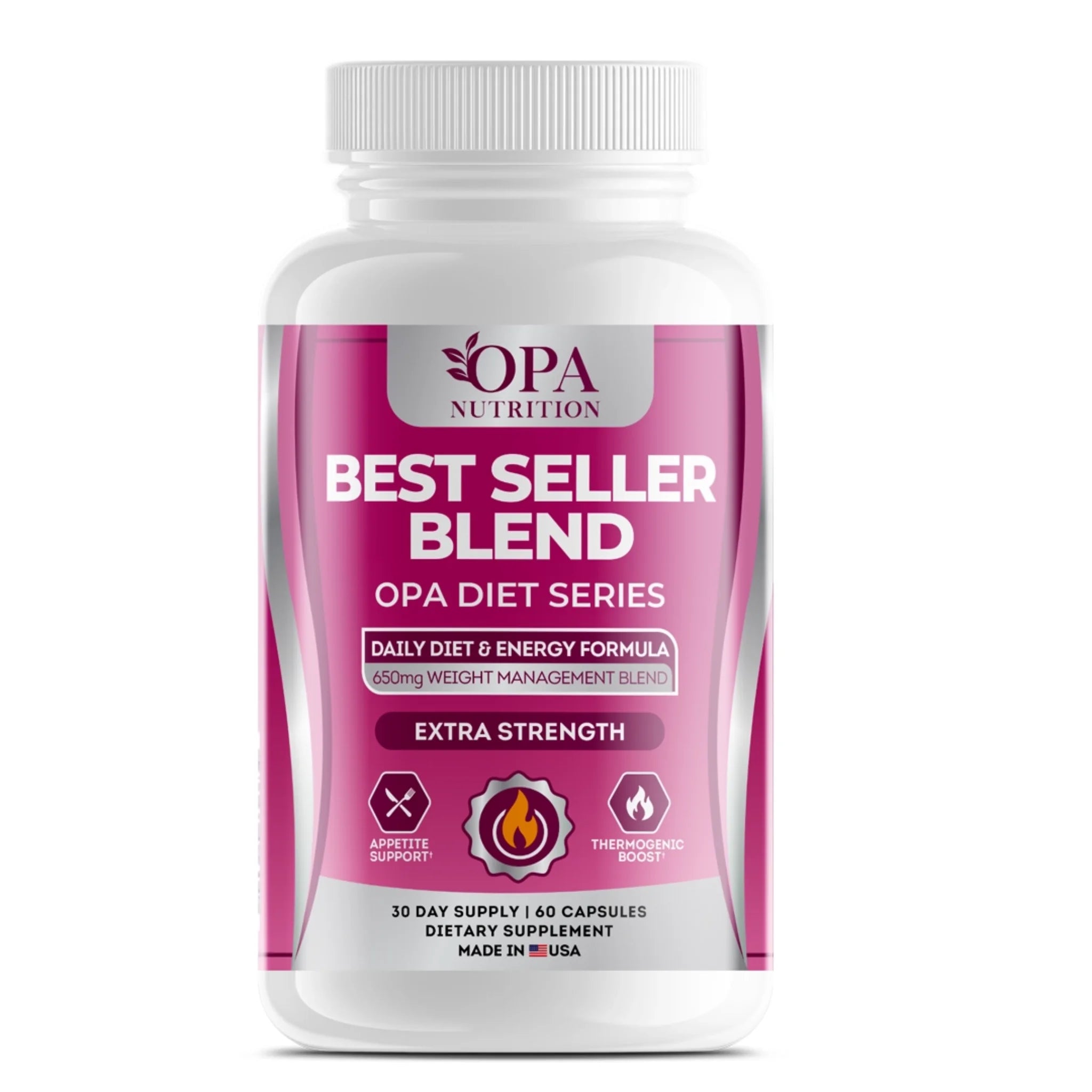OPA Nutrition Best Seller Blend Diet Series bottle with 650mg weight management blend for appetite support and thermogenic boost