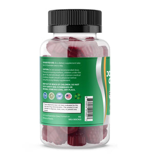 Back label of OPA Nutrition Joint Care Gummies showing suggested use, caution statement, storage instructions, SKU and FDA disclaimer