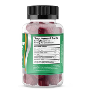 Supplement Facts label on OPA Nutrition Joint Care Gummies showing calories, carbohydrates, sodium, sugar, vitamin E and glucosamine sulfate