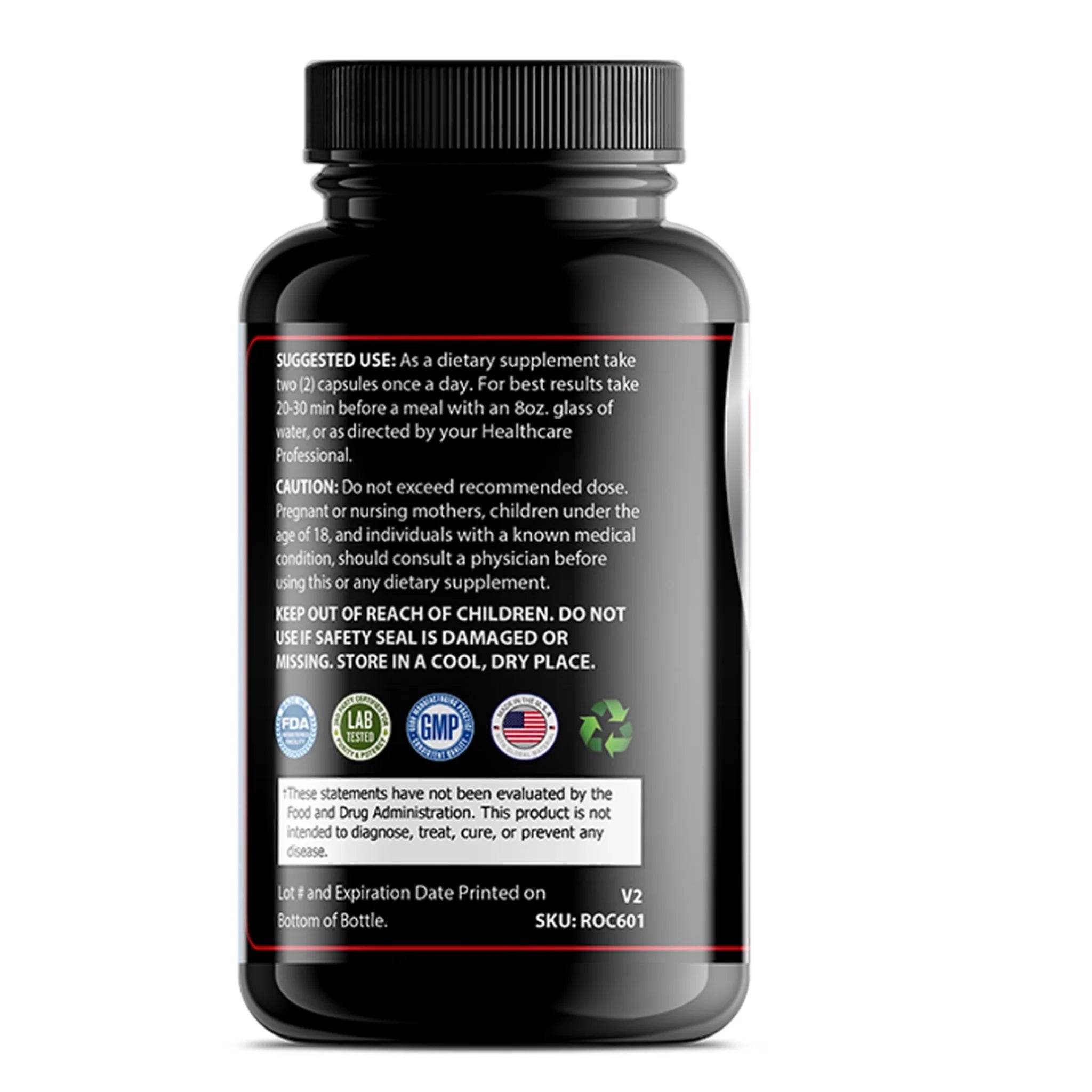 Back label of OPA Nutrition L-Arginine Rhino Series supplement bottle showing suggested use information