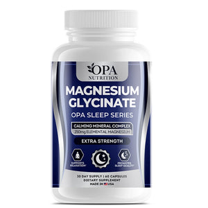 OPA Nutrition Magnesium Glycinate Sleep Series supplement bottle with calming mineral complex