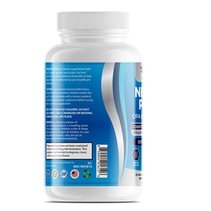 Back label of OPA Nutrition Neuro Plus showing suggested use, safety information, barcode and FDA disclaimer
