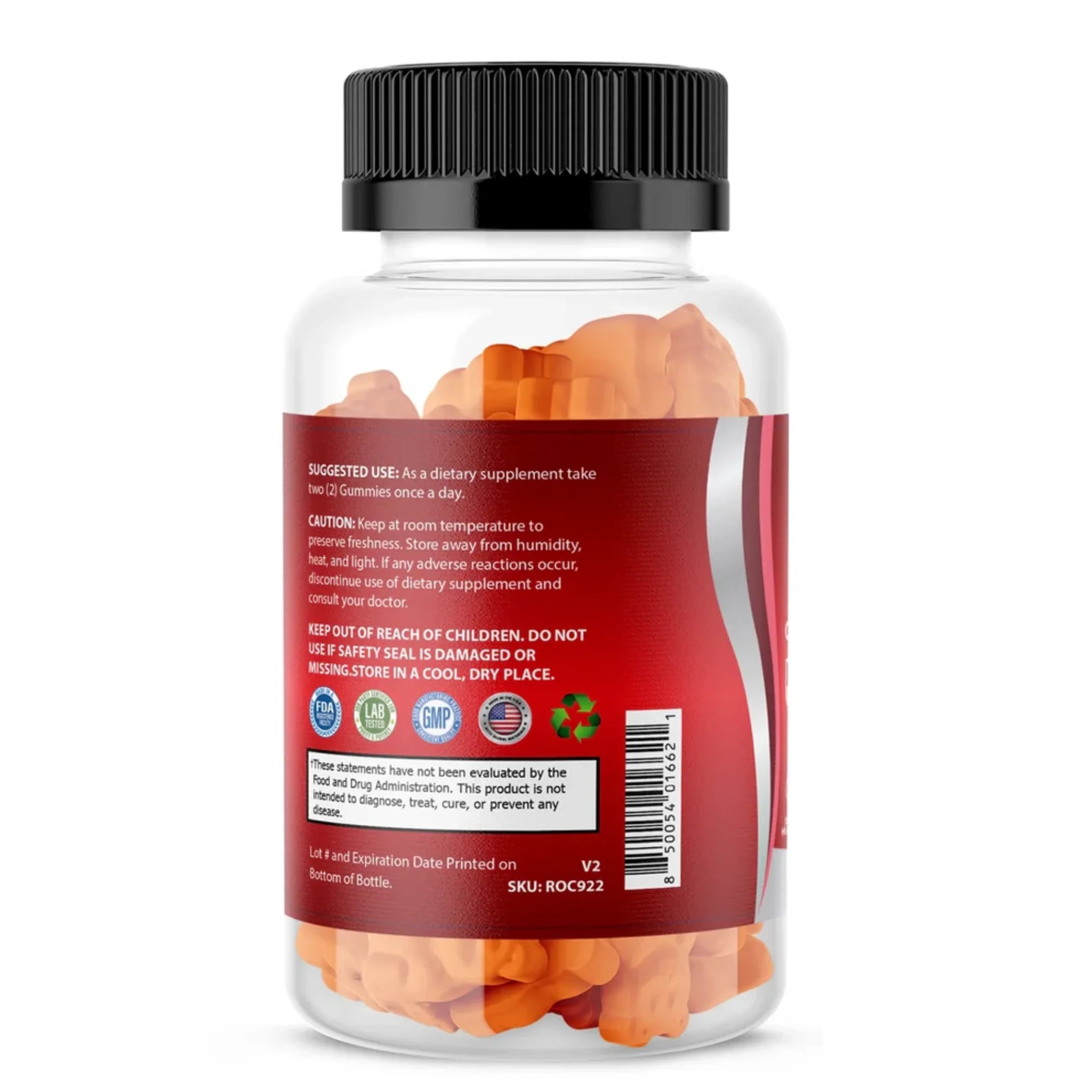 Suggested use, caution, storage instructions, and FDA disclaimer label for OPA Nutrition Omega 3 Gummies supplement
