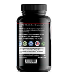 Back label of OPA Nutrition Ultra Test Rhino Series men’s vitality supplement bottle showing suggested use information