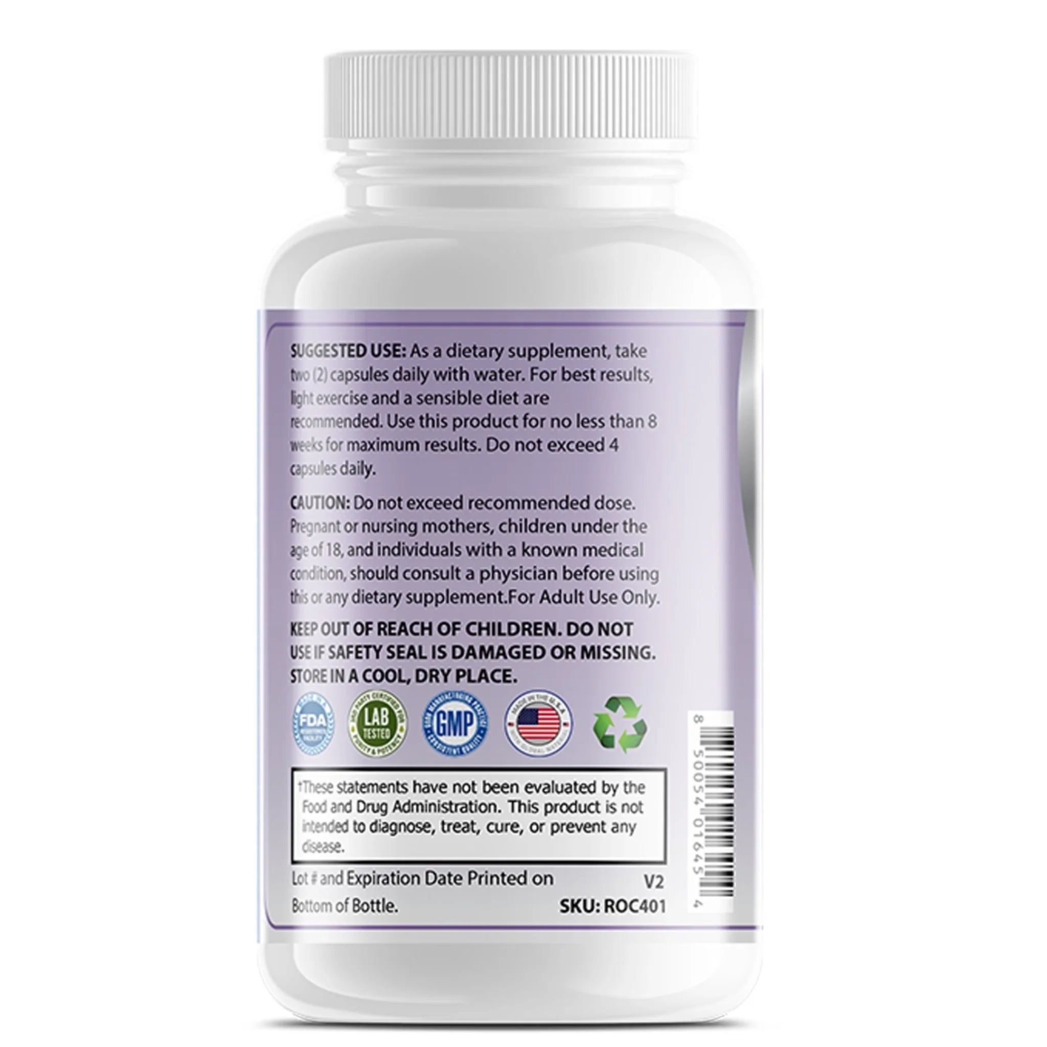 Back label of OPA Nutrition Women’s Vitality Support Harmony Series supplement bottle showing suggested use information