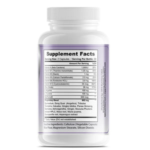 Supplement Facts label on OPA Nutrition Women’s Vitality Support Harmony Series supplement bottle