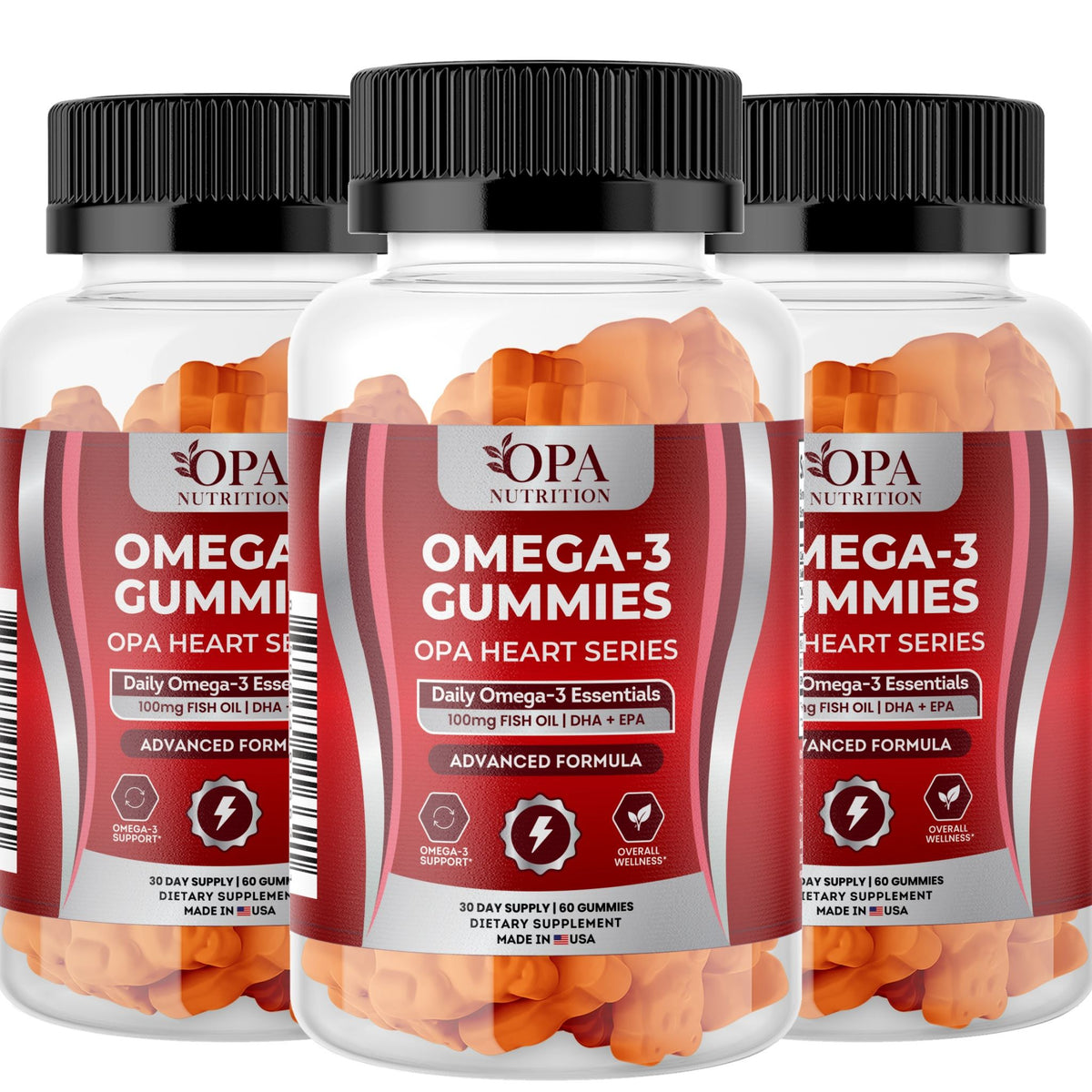OPA Nutrition Omega-3 Gummies, 3-pack of bottles
