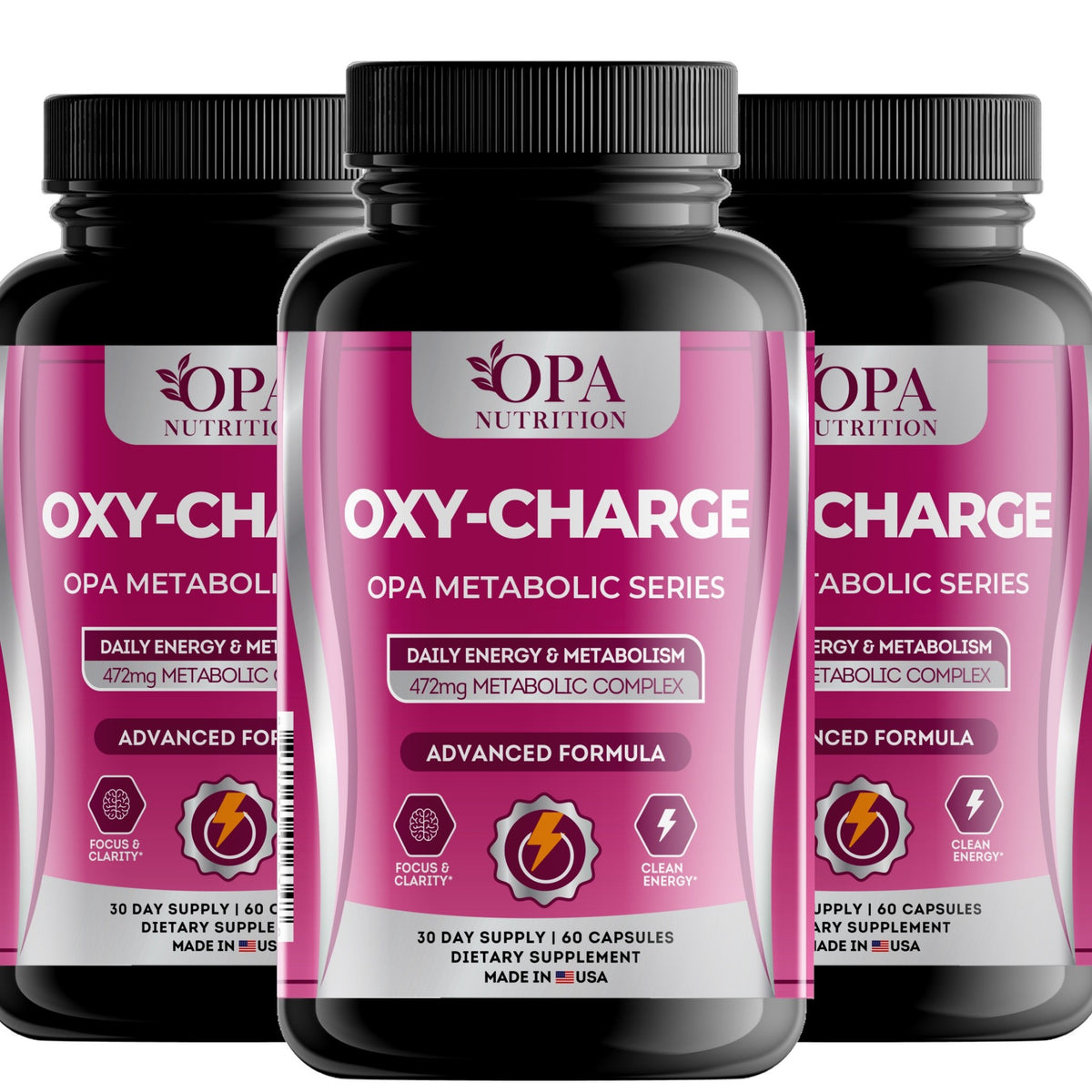 OPA Nutrition Oxy-Charge capsules, 3-pack of bottles