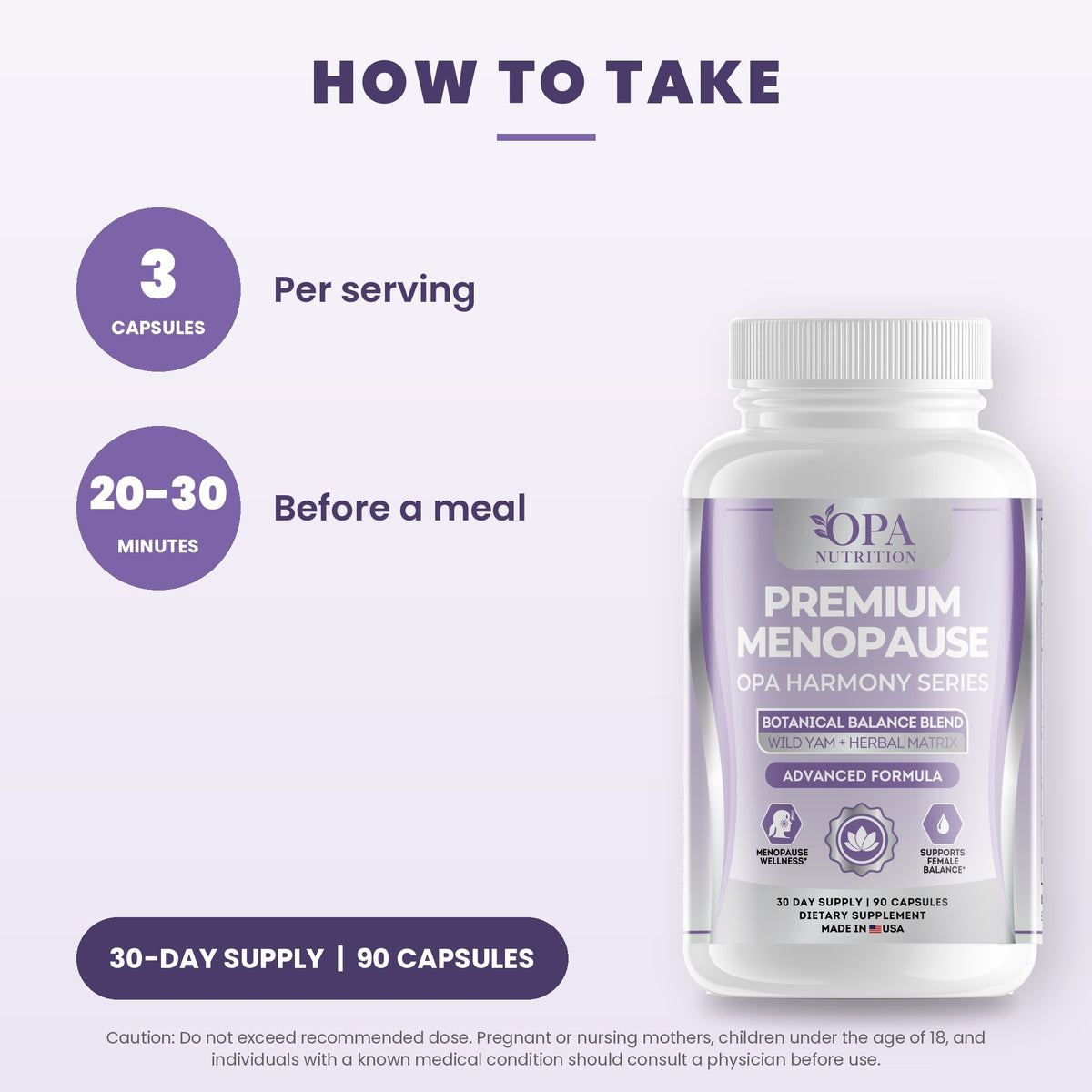 OPA Nutrition Women’s Daily Balance suggested use directions for capsules