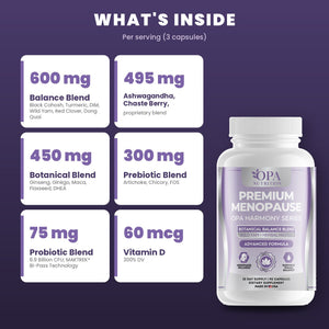 OPA Nutrition Women’s Daily Balance key ingredients: wild yam botanical blend