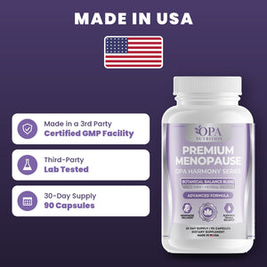 OPA Nutrition Women’s Daily Balance quality standards: made in a GMP facility, third-party lab tested, 30-day supply