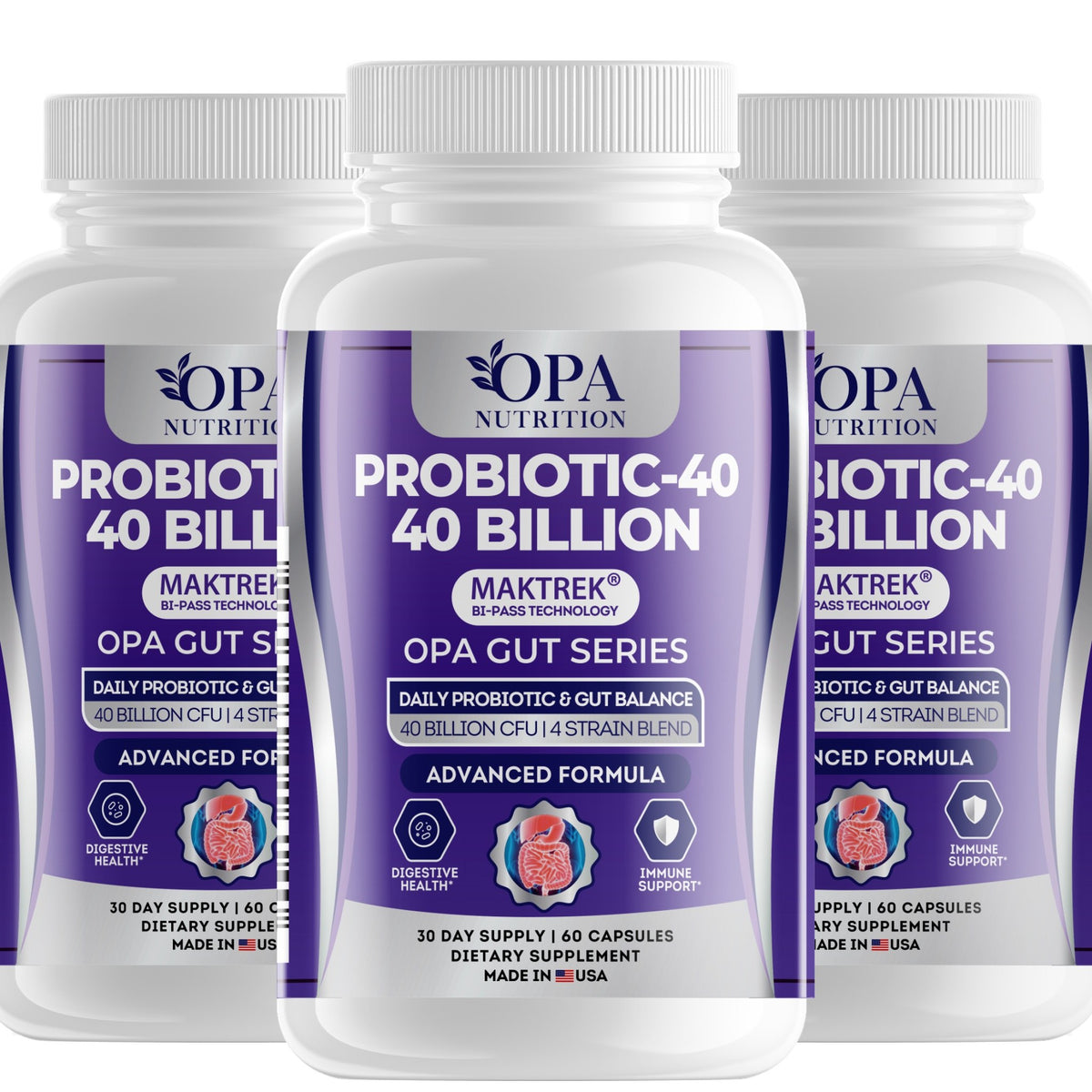 OPA Nutrition Probiotic-40 capsules, 3-pack of bottles