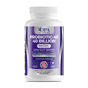 OPA Nutrition Probiotic-40 capsules bottle, front label with 40 billion CFU 4-strain probiotic