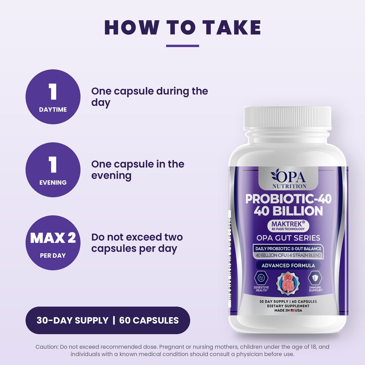 OPA Nutrition Probiotic-40 suggested use directions for capsules