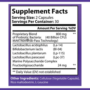 OPA Nutrition Probiotic-40 Supplement Facts panel showing serving size and amounts per serving