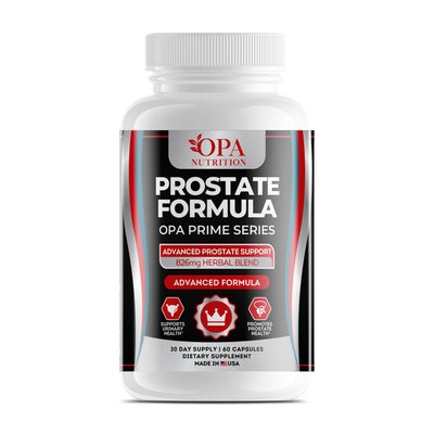 OPA Nutrition Prostate Formula capsules bottle, front label with saw palmetto and pygeum