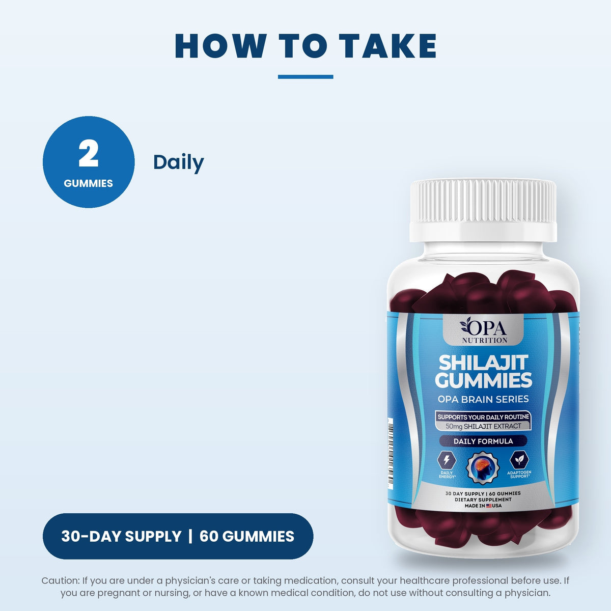 OPA Nutrition Shilajit Gummies suggested use directions for gummies