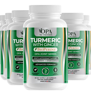 OPA Nutrition Turmeric with Ginger veggie capsules, 6-pack of bottles